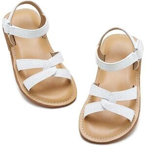Otter MOMO Girl's 11M White Open Toe Princess Flat Casual Summer Sandals OS8-24